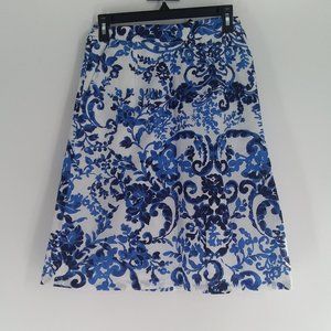 Mario Serrani Blue & White Skirt Italy Size 2 NWT